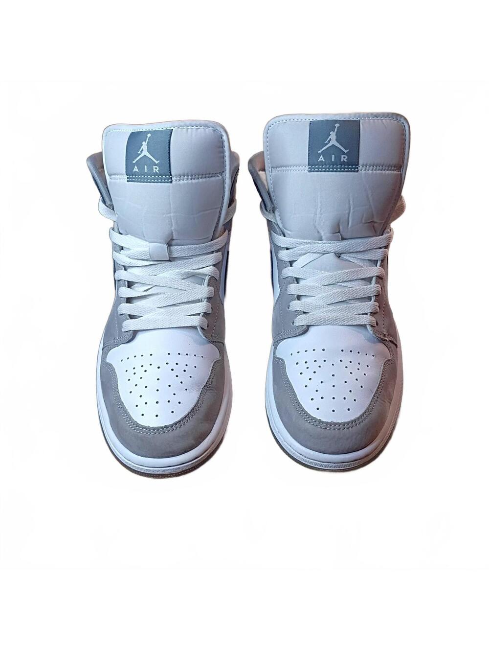 Nike Air Jordan 1 Mid Grey White Basketball Shoes Size 10
